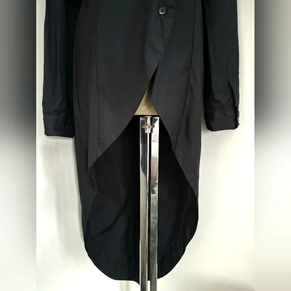 Matthildur Womens Black Pima Cotton Long Sleeve Button Down High Low Blouse Sz 2 - Picture 6 of 12